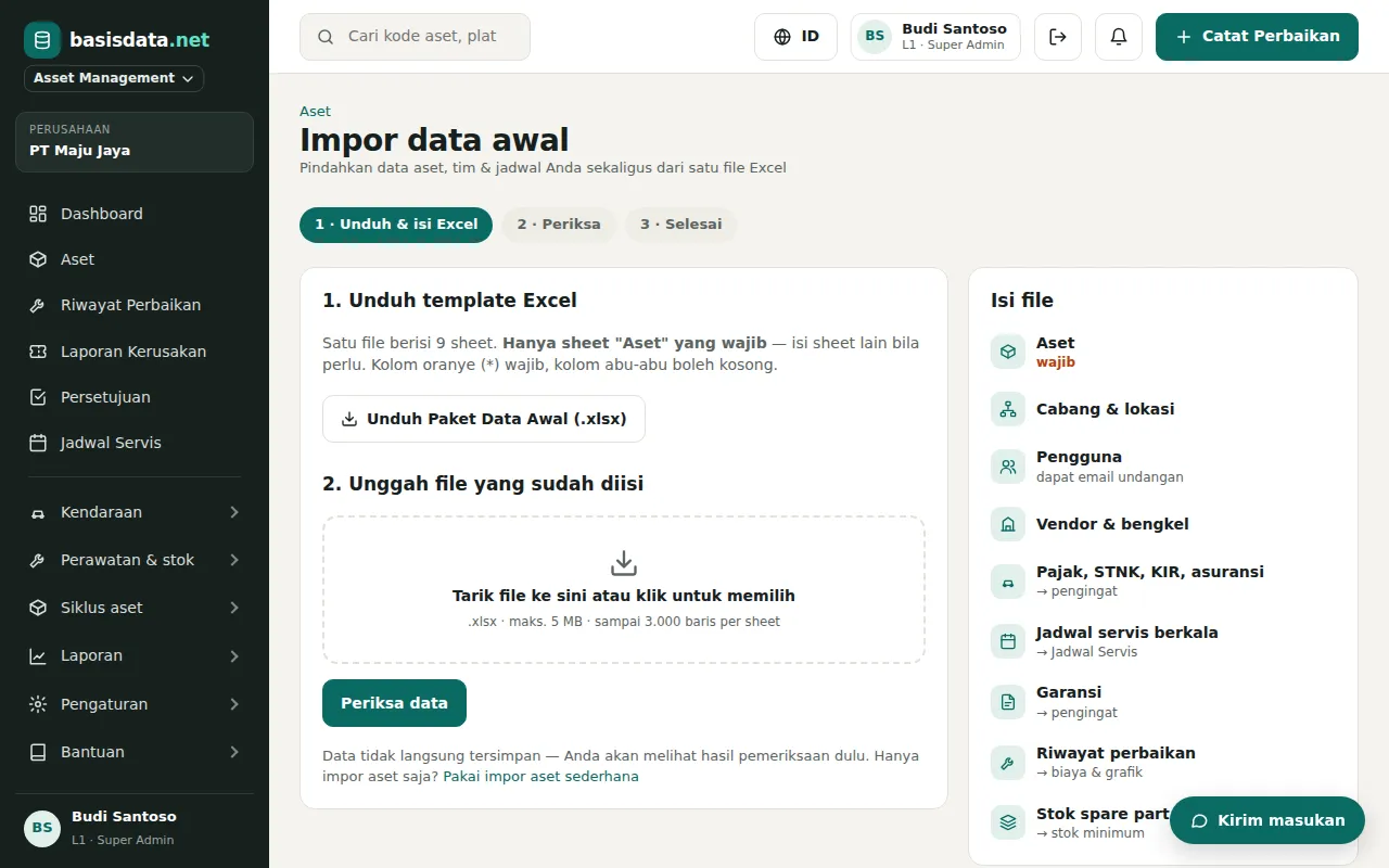 Click Download Starter Data. The Excel file has nine sheets with drop-downs for your company.